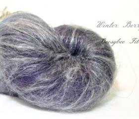 WINTER BERRY Wool Batt, Spinning fiber, art batt, felting batt, carded batt for spinning or felting- 2.6 oz 
