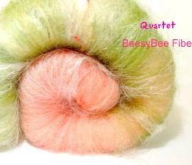 QUARTET - Wool Batt, Spinning fiber, art batt, felting batt, carded batt for spinning or felting- 2.8 oz 