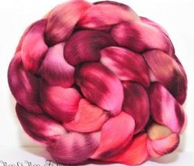 ON FIRE - Wool Roving, Merino Hand Painted Combed Top for Spinning or Felting Fiber - 4.1 oz 